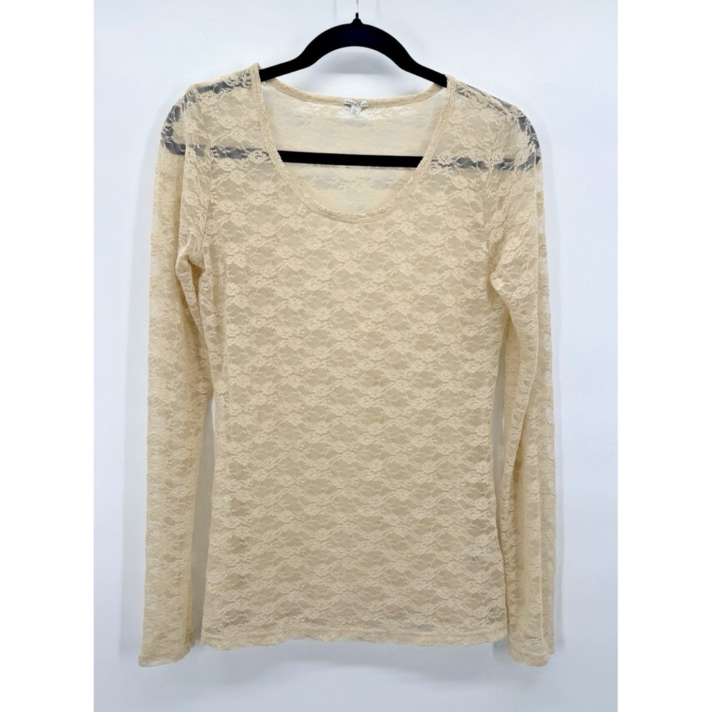 VTG Y2K Charlotte Russe Large Top All Over Lace Mesh Sheer Boho Retro Cottage